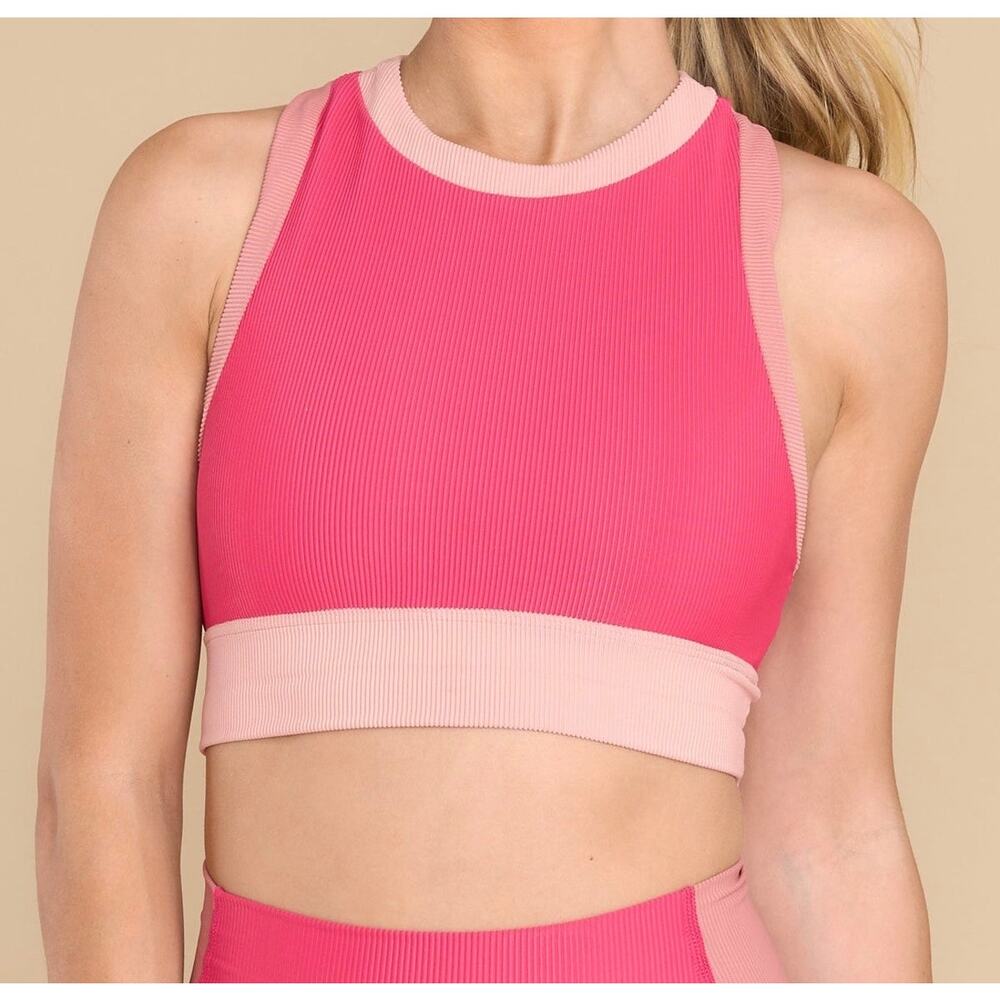 Beach Riot Gwen Top Sports Bra Rouge Color Block Size XL